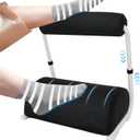 Ergonomic Under Desk Footrest & Adjustable Leg Rest - 2-in-1 Metal Frame Foot Stool with 3 Height Levels, Detachable Memory Foam Cushion & Non-Slip Base for Home & Office