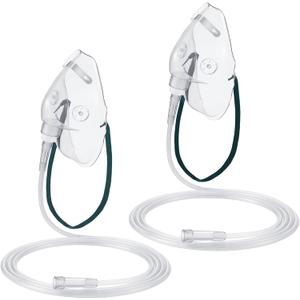 Geiserailie 2 PCS L Oxygen Mask with 6.6 Ft Tubing and Adjustable Elastic Strap, Adult Oxygen Mask with Tubing, Transparent Masks for Face Adult