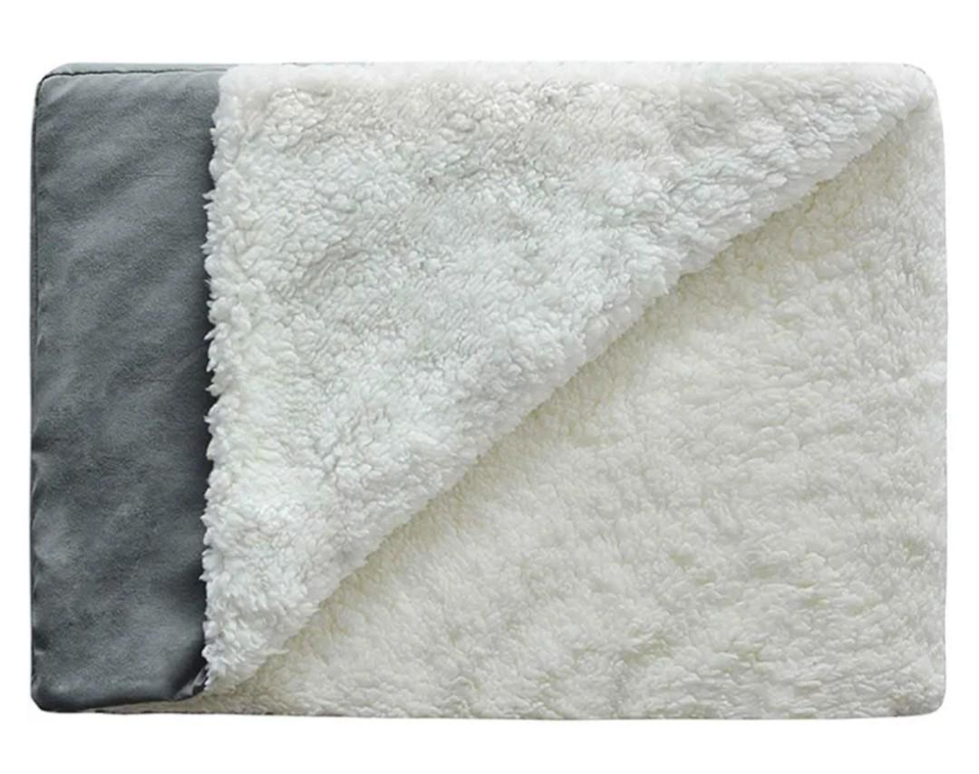 Orthopedic Dog Bed, Cat Bed with Removable Washable Cover, Pet Bed, Plush Dog Mat with Anti-Slip Bottom and Egg Crate Foam for Small to Large Cats and Dogs, Light Gray, L