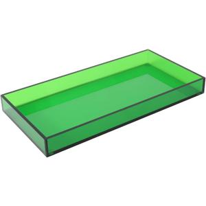 Acrylic Tray for Vanity Makeup Perfume Jewelry 12x6'' Small Decorative Tray for Bathroom Dresser Tops Candle Sink Counter, Emerald Green