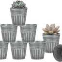 vensovo 3 Inch Metal Rustic Flower Pots - 9 Pcs Small Galvanized Planters with Drainage Hole and Rubber Plug, Rustproof Tin Bucket Plant Pot Indoor Farmhouse Vintage Style for Decor, Silver