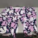 ROYLAMP Women's Summer 2 Piece Outfits Round Neck Crop Basic Top Cropped Wide Leg Pants Set Jumpsuits Navy Blue+Purple Floral XL