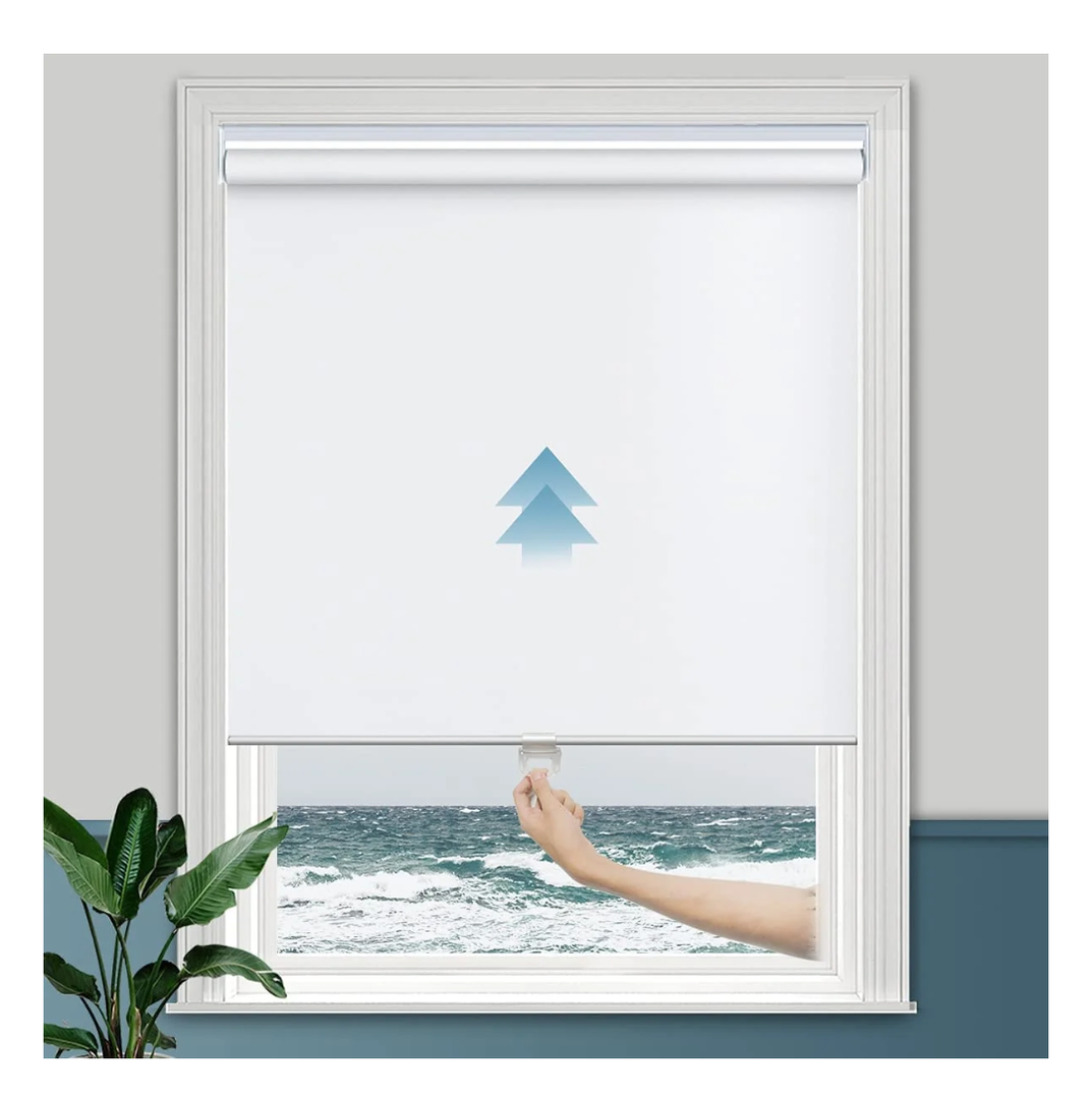 Persilux 100% Blackout Window Shades Cordless Roller Shades (34" W x 72" H, White) Window Blinds UV Protection Energy Saving Window Blinds for Windows, Home and Office
