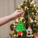 Winlyn 24 Sets Potted Christmas Tree Suncatchers Ornaments Decorations DIY Window Paint Art Suncatchers Winter Crafts Painting Kits for Kids Classroom Activities Art Project Party Favors