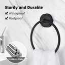 YOHOM Suction Cup Towel Ring Matte Black Hand Towel Holder for Bathroom Stainless Steel Vacuum Suction Washcloth Holder Dish Towel Hanger for Shower Wall No Drill