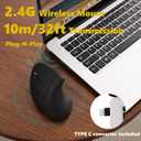 Urby Left Handed Mouse, Vertical Left Handed Ergonomic Wireless Mouse, Ideal for Lefty Users, Gaming & Office Use, Compatible with Windows/macOS/iPadOS. Black