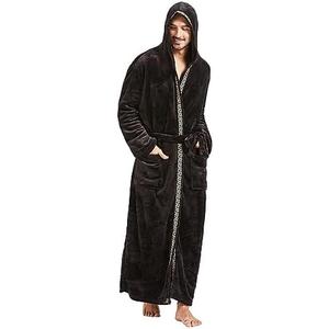 FashGudim Mens Robes Big and Tall with Hood Two-Tone Flannel Fleece Contrast Bathrobe Full Length Plush Long Robe House Coat. 4XL