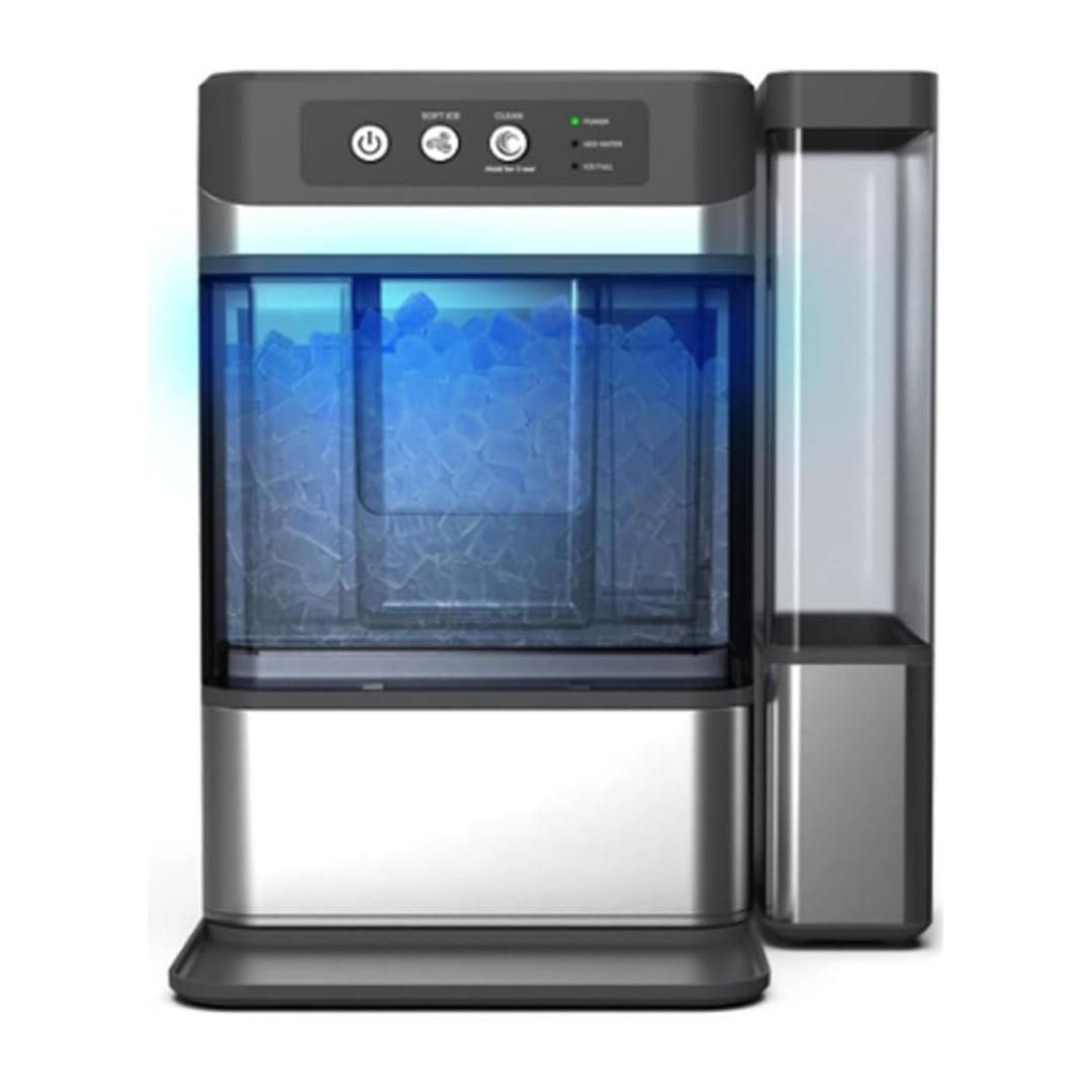 Nugget Ice Maker, 44Lbs/24H with 0.8 Gallon Tank, Soft Chewable Pellet Ice Ready in 5min Portable Ice Machine, Stainless Steels Ice Makers Countertop Self-Cleaning for Kitchens/Home/Office/Bar