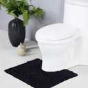 Home Weavers Bell Flower Collection 100% Cotton Tufted Bath Rugs, Extra Soft and Absorbent Bath Rugs, Non-Slip Bath Mats, Machine Washable, Bath Mats for Bathroom Floor and Tub, 20"x20" Contour, Black
