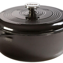 Lodge Essential Enamel Cast Iron Dutch Oven - Perfect for Bread Baking, Braising, Marinating & Slow Cooking - Features Moisture-Sealing Lid & Dual Handles - Kitchen Essentials - 6 Quarts - Midnight Chrome