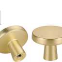 Haliwu 10 Pack Brushed Gold Cabinet Knobs Gold Dresser Drawer Knobs Round Brass Kitchen Cabinet Hardware Zinc Alloy