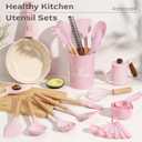 Astercook Kitchen Utensils set, 39 PCS Silicone Cooking Utensils Set with Wooden Handle, 446F Heat Resistant Food Grade Utensil Sets, BPA Free Kitchen Gadgets Tools Set for Mothers Day Gifts