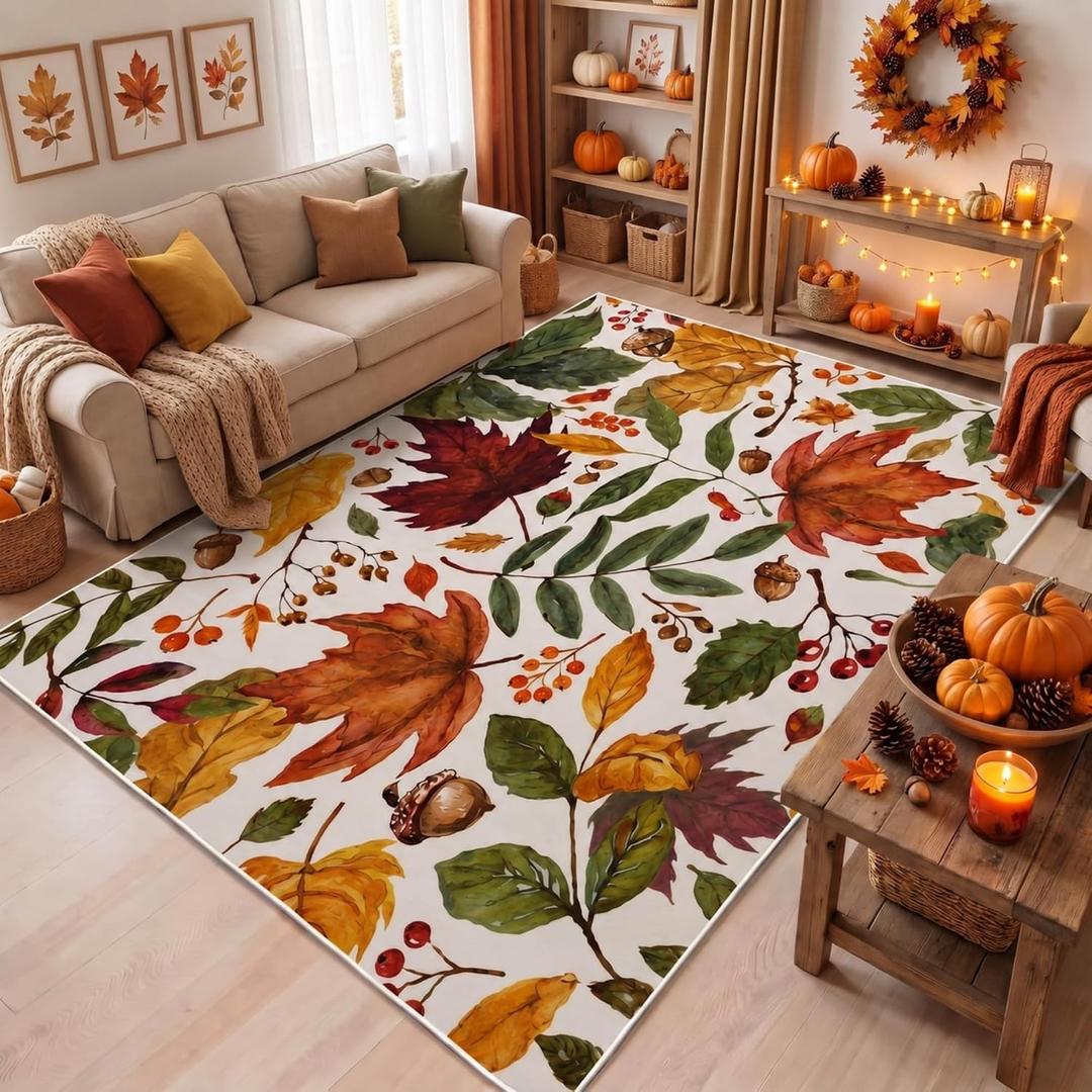 6.6 x 4.6 ft Fall Rugs Washable Non Slip Fall Party Decorations