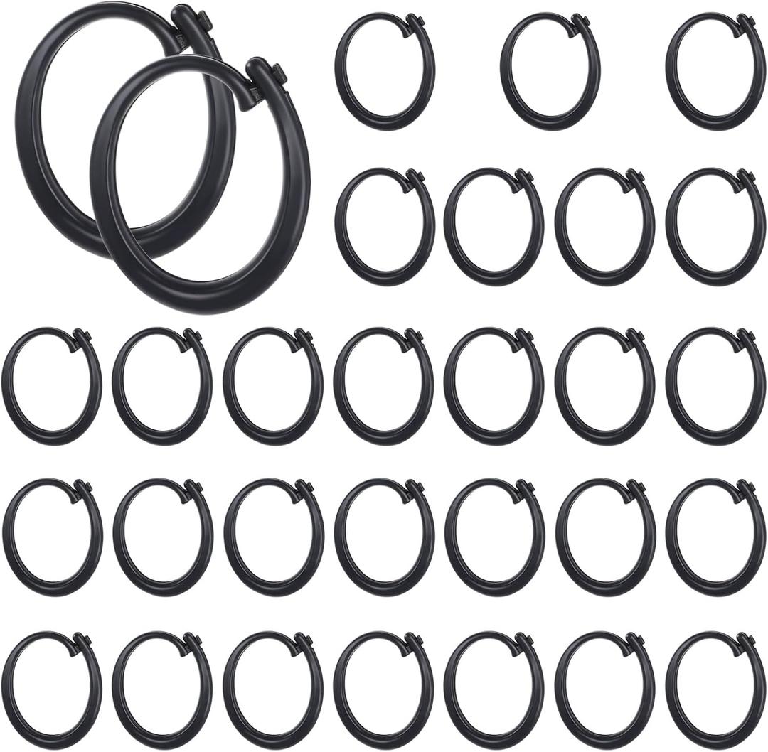 TIESOME 30pcs Gazebo Curtain Hooks, C Shaped Clips for Outdoor Curtains Mosquito Netting Black Plastic Curtain Track Hooks