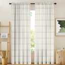 Plaid Gingham Curtains 84 inches Long for Bedroom Living Room 2 Panels, 52"W x 84"L
