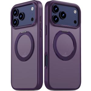 for iPhone 17 Pro Max Case Ultra-Magnetic 360° Spin Stand [Military Drop Protection] [Compatible with MagSafe] Shockproof Translucent Matte Slim Ring for iPhone 17 Pro Max Phone Case, Purple