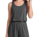 ODODOS Women's Modal Soft Romper with Pockets Elastic Waist Sleeveless Outfit Summer Short Jumpsuits, Charcoal, Large