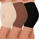 INNERSY Women's Slip Shorts for Under Dresses High Waisted Summer Shorts 3-Pack (Medium, Black/Cafe/Light Beige)