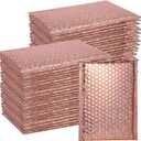 SINJEUN 50 Pieces 6 x 10 Inch Holographic Bubble Mailers, Rose Gold Metallic Padded Bubble Mailers, Glamour Self-Sealing Cushion Envelopes for Mailing, Shipping and Packing