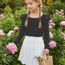 CharmWM Girls Ruffle Long Sleeve Shirts Kids Crewneck Tee Tops Casual Cute Fall Clothes (Black)