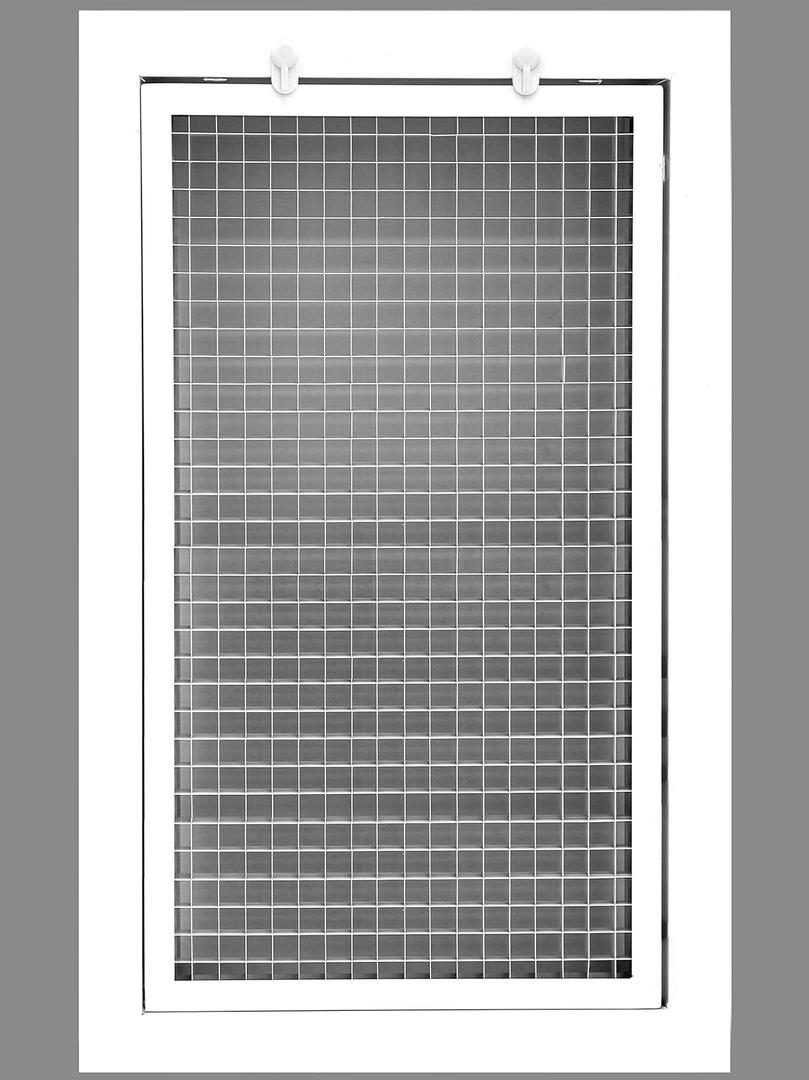HVAC Premium 8'' x 16'' Cube Core Eggcrate Return Air Filter Grille for 1'' Filter - Aluminum - White [Outer Dimensions: 10.5'' x 18.5]