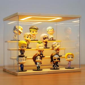 Clear Acrylic Display Case with Light , 4 Tier Display Box Stand Assembly Dustproof Protection Showcase for Collectibles Action Figures (12.69.610.6in; 3224.527cm)