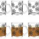 Maxcheck 6 Pack 12 oz Halloween Coffee Mugs Spider Web Glass Cups Gifts Bulk Clear Drinking Wine Glasses with Handle for Halloween Party Supplies Decorations