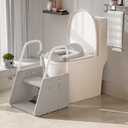 3 in 1 Potty Training Toilet Seat & Toddler Step Stool with Potty Train Chair Adapter and Extra Wide Non-Slip Ladder Potty Seats with Raised Guardrail and Splash Protection Design for Kids 1-3 Years (Gray)