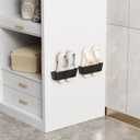 2PCS Wall Mounted Shoe Rack with Sticky Hanging Strips, No Drilling Wall Shoe Rack, Space Saving Shoe Stand, Hanging Shoe Organizer for RV/Door/Camper - Black