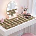 HAOCOO Checkered Desk Mat, Cute Leather Mouse Pad, 35.4" x 15.7" Keyboard Pad Office Accessories, Non-Slip Desktop Mat, Gingham Laptop Pad with Stitched Edge Desk Cover Mat(Green)