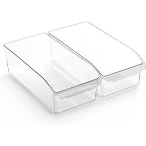 BINO | Plastic Storage Bins, Small | THE CURVE COLLECTION | Multi-Use Organizer Bins | Storage Containers Kitchen, Pantry and Home Organization | Fridge Organizers | Pantry Organization