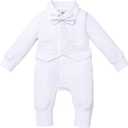 Newborn Baby Boys Baptism Christening Outfit Bowtie Romper Waistcoat Long Sleeve Wedding Party Ring Bearer Tuxedo Suit
, Size 70 