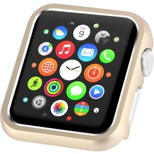 Compatible with Apple Watch Case 44mm 40mm Series 6 5 4 SE, Metal Bumper Protective Cover Aluminum Alloy Frame Bling Shiny Shockproof Protector Shell Compatible iWatch (Matte Gold, 44mm)