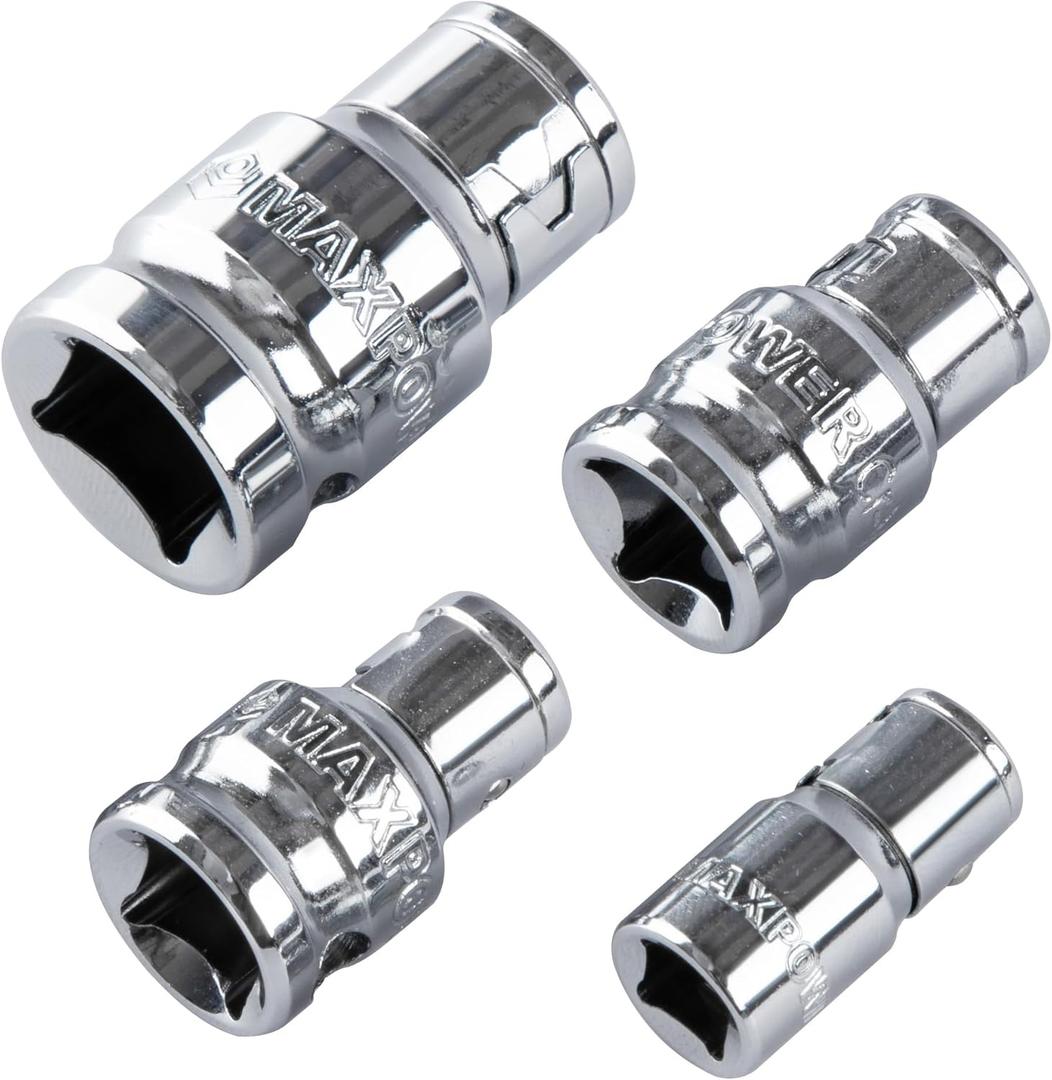 MAXPOWER Hex Bit Holder Socket Set - 1/4" DR to 1/4" & 3/8" DR to 5/16", Quick Change Square Drive Bit Holder Socket Adapters - 4-Piece