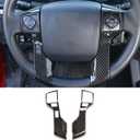 LLKUANG Car Steering Wheel Moulding Chrome Cover Trims Stickers Fit for Toyota Tundra 2014-2021 Tacoma 2016-2022 ABS Steering Wheel Cover Trim Accessories(Carbon Fiber,3+2 Holes Style)