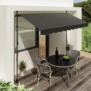 Manual Retractable Awning, 78" x 47" Outdoor Retractable Patio Awning Sunshade Shelter, Adjustable Patio Door Window Awning Canopy with Sun Shade Curtain for Backyard (Dark Gray)