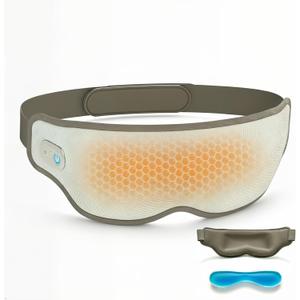 SENAINS Cordless Heated Eye Mask with Vibration - 3D Contoured Warm Compress for Dry Eyes, Migraine & Stye Relief - Electric Sleep Mask with Cold Gel Pack, Magnetic Charging, Auto-Off (Gray)