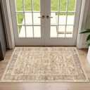 2x3 Entryway Rug Beige Washable Vintage Rugs for Entryway Kitchen Low Pile Non-Slip Door Mat Traditional Distressed Small Throw Area Rugs for Kitchen Entrance Bathroom Beige