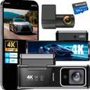 4K+1080P Dash Cam Front and Rear,Dual Dash Camera for Cars with 5.8GHz WiFi GPS,Night Vision,Mini Dash Cam with 3.59" IPS Screen,24H Parking Mode,G-Sensor,Loop Recording,64GB SD Card Included