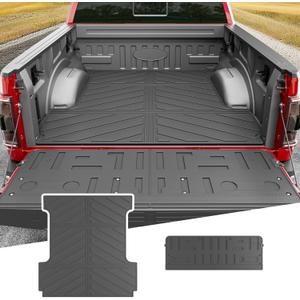 Xipoo 5.5FT Truck Bed Liner Compatible with 2021 2022 2023 2024 2025 Ford F150 Bed Mat Tailgate Cover TPE Replacement for 2021-2025 Ford F150 Accessories (5.5FT Truck Bed Mat+Tailgate Mat) (Black)