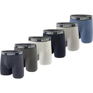 AEROPOSTALE Mens Boxer Briefs-Cotton Stretch Boxer Briefs Underwear (Washed Grey/ Grey/ WashedWhite/ Navy/ Heather/ Denim, Medium)