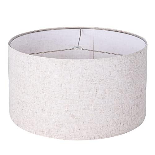 Wellmet Self-assembly Lampshade, Drum Lampshade for Table Lamp, Bedside Lamp, Floor Lamp, Fabric Replacement Lamp Shade Classic Modern Style, Spider Fitter