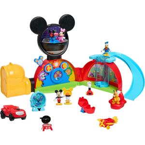 Disney Jr. Mickey Mouse Deluxe Clubhouse Playset,16-Piece Playset with Interactive Lights, Sounds & Elevator, Includes Mickey, Minnie & Donald Figures, Ages 3 and Up