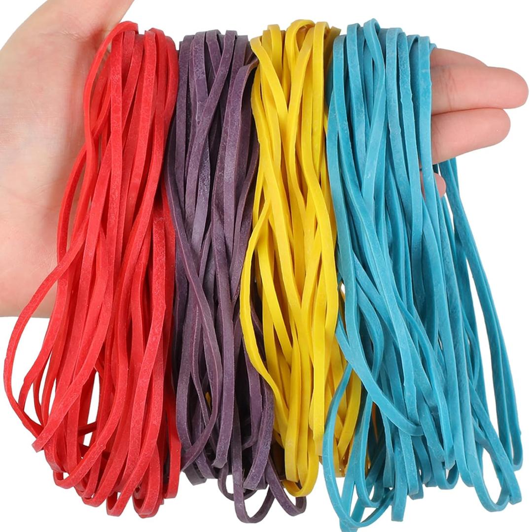 Large Rubber Bands Office SuppliesHeavy Duty Rubber Band, 100Pcs, 7 Inch Large Assorted Rubber Bands for File Folders, Trash Can