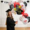 2 x Graduation Balloons Set- 12 Inch Red Black and White Balloons Graduation Cap Balloon Congrats Grad Balloon for Class of 2026 Graduation Decorations