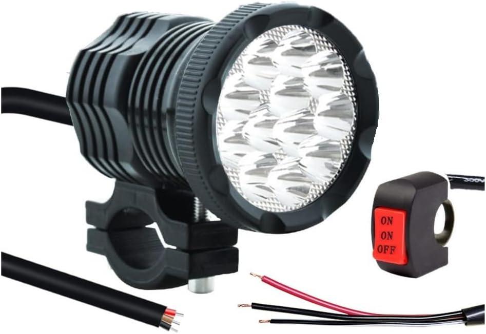 12-60V Motorcycle Spot Light Drving Light 18W 2500LM 12 LEDs Off Road Work for ATV Bike Race 4x4Pickup Boat Truck Trailer.1-Pack. (White)