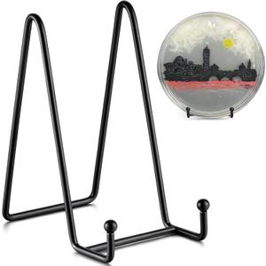 TR-LIFE 4 Pack 6 Inch Plate Display Stands -Picture Holder Stand for Decorative Plate, Book, Photo Frame Easel (Black)
