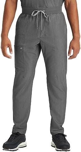Fabletics Men's Intake Scrub Pant - MotionTech, 4-Way Stretch, Pocket-Packed, Wrinkle-Resist, Semi-Slim Fit, M/ Regular 30 in | 30, Heather Grey