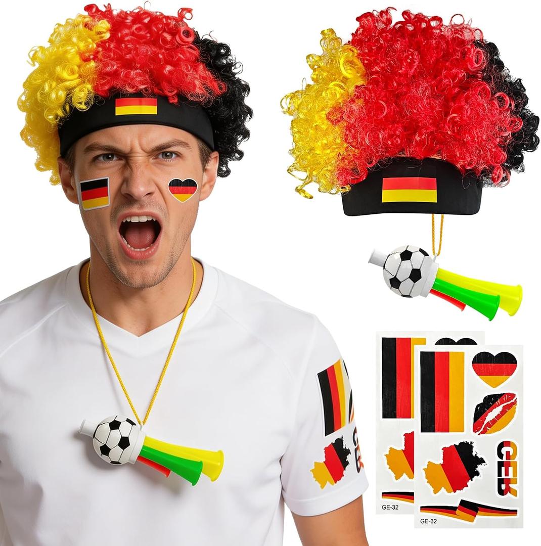 2026 World Cup Flag-Colored Wig Set