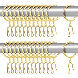 Dimeho 100 PCS Metal Drapery Curtain Rings with Eyelets, Curtain Drapery Pin Hooks 32mm Internal Diameter Drapes Hanging Rings for Window Door Shower Curtains (Gold)